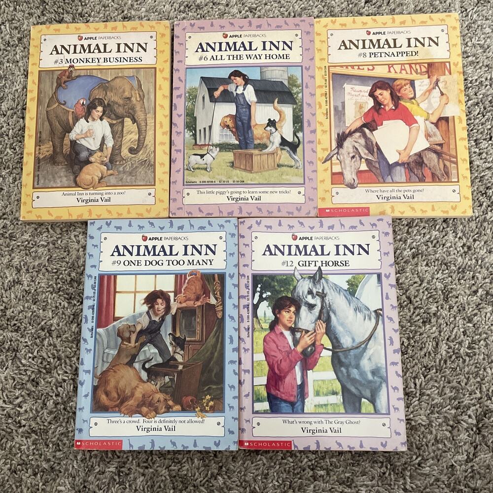 Animal Inn Book Lot Of 5 #3,6,8,9 & 12 Virginia Vail- 1980-90s Scholastic